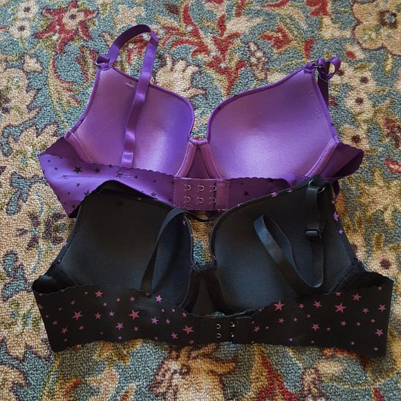 34B smooth seamless raw edge star print bra lot - Picture 2 of 5